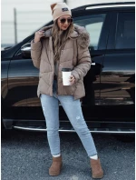 Dámská zimní bunda FIXMIX prošívaná s kapucí tmavě béžová FashionStreet TY4674