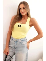 Dámská pruhovaná top s ramínky a ozdobnou nášivkou žlutá