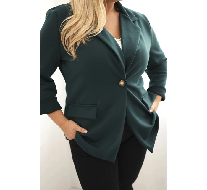 Dámská viskózová sako Plus Size s dlouhým rukávem a límcem mořská Dámská viskózová sako Plus Size s dlouhým rukávem a límcem mořská