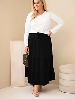 Dámská sukně Plus Size bavlněná mušelínová s volánem a elastickým pasem černá