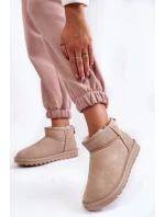 Dámské semišové nízké boty do sněhu Světle béžová model 21601968 - Boto Dámské semišové nízké boty do sněhu Světle béžová model 21601968 - Boto