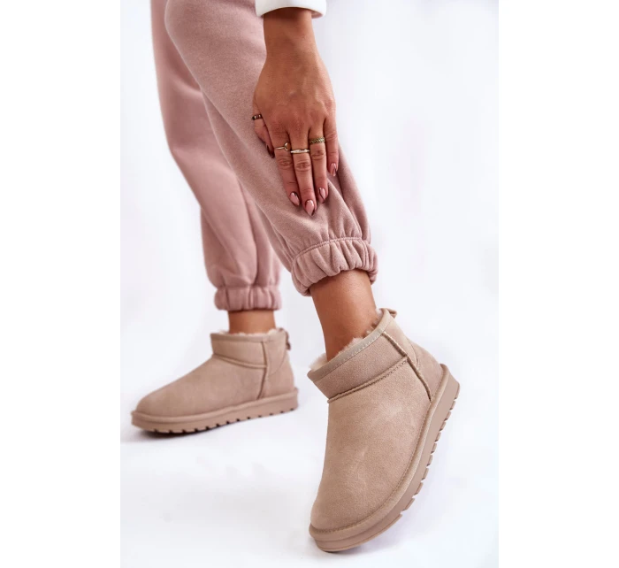 Dámské semišové nízké boty do sněhu Světle béžová model 21601968 - Boto Dámské semišové nízké boty do sněhu Světle béžová model 21601968 - Boto