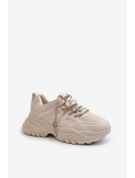 Dámské tenisky na masivní podrážce s ozdobným šněrováním béžové Relissa
