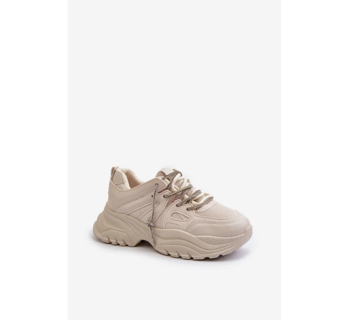Dámské tenisky na masivní podrážce s ozdobným šněrováním béžové Relissa