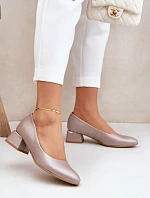 Kožené lodičky Lewski 3118 Tmavě béžové