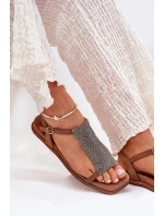 Plné Elegantní Dámské Sandály S  Hnědé model 21693526 - Artiker