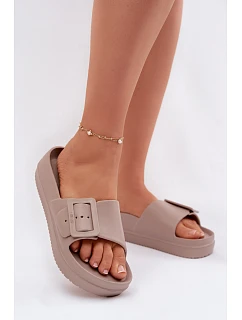 Dámské pěnové sandály na platformě s přezkou Big Star TT274A079 tmavě béžové