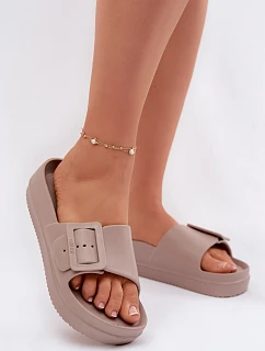 Dámské pěnové sandály na platformě s přezkou Big Star TT274A079 tmavě béžové