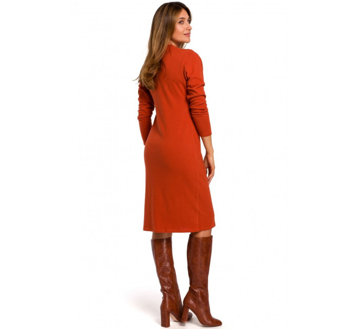 model 18002181 Svetrové šaty s dlouhými rukávy červené - STYLOVE