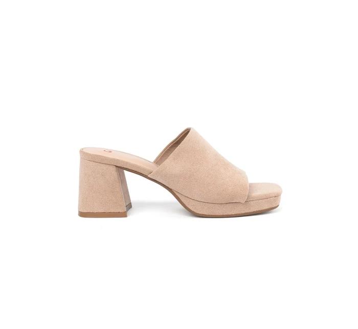 Krásné  nazouváky hnědé dámské na širokém podpatku