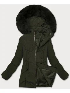 Dámská zimní plus size bunda v khaki barvě s kapucí S'west (B8300-11)