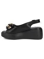 Dámské kožené sandály na platformě černé Filippo DS7577