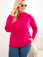 Dámský svetr Plus Size z viskózy s rolákem fuchsie