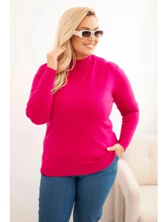 Dámský svetr Plus Size z viskózy s rolákem fuchsie
