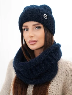 Dámská souprava čepice a model 22554845 z úpletu námořnická modř - K-Fashion