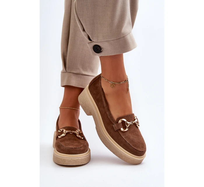 Zazoo 3429 Zamszové Dámské Mokasíny S Ozdobou Hnědé