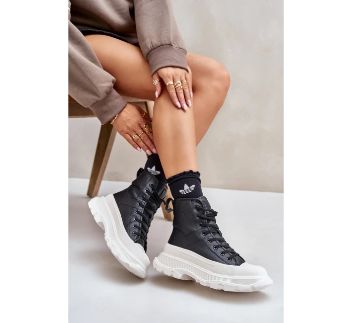 Kožené Zateplené Tenisky Na Masivní Platformě Big Star model 21676148 Černé - Big Star Shoes Kožené Zateplené Tenisky Na Masivní Platformě Big Star model 21676148 Černé - Big Star Shoes