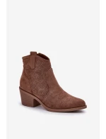 Kozačky Na Zip Eko Velurové  Hnědé model 21685117 - S.Barski