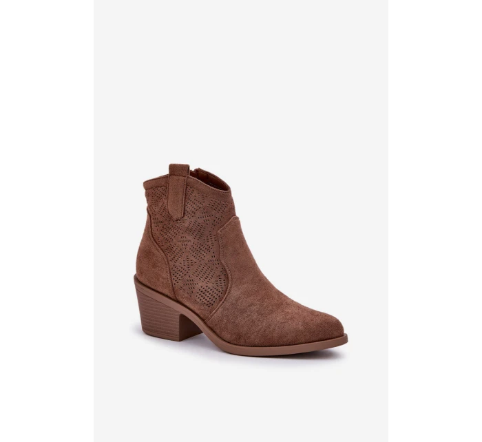 Kozačky Na Zip Eko Velurové  Hnědé model 21685117 - S.Barski