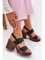 Dámské sandály na masivním podpatku a platformě Černé model 21695414 - VINCEZA