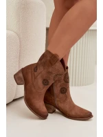 Semišové kožené dámské boty s výřezy na podpatku Zazoo 3844 hnědé Semišové kožené dámské boty s výřezy na podpatku Zazoo 3844 hnědé