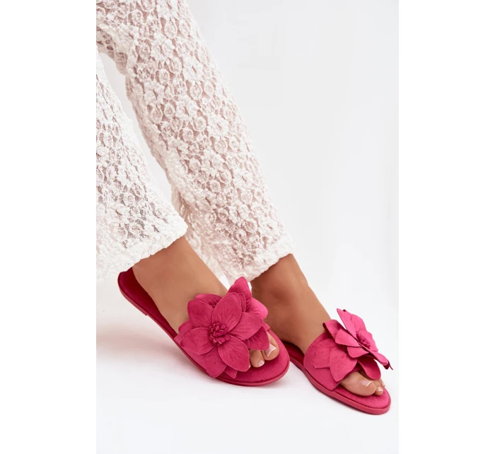 Dámské ploché nazouváky s ozdobnými květinami Fuksie Elzoria Dámské ploché nazouváky s ozdobnými květinami Fuksie Elzoria