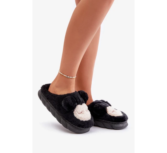Teplé Kožešinové Pantofle Dámské Černé Jozelinetta Teplé Kožešinové Pantofle Dámské Černé Jozelinetta