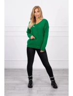 Svetr S202-15 s výstřihem do V zelený - Kesi Svetr S202-15 s výstřihem do V zelený - Kesi