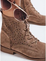 Dámské ažurové boty coffee Dstreet ZY1151 Dámské ažurové boty coffee Dstreet ZY1151