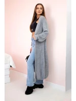 Svetr dlouhý kardigan šedý Svetr dlouhý kardigan šedý