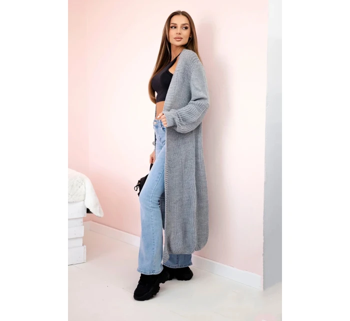 Svetr dlouhý kardigan šedý Svetr dlouhý kardigan šedý