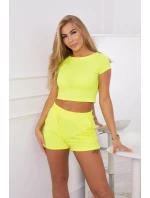 Bavlněná souprava se šortkami žlutá neonová