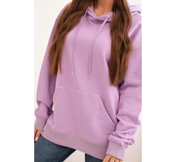 Dámská mikina s kapucí a klokaní kapsou z bavlny fialová