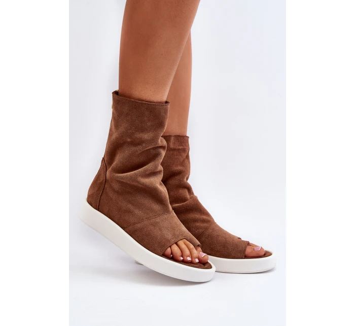 Hnědé Dámské Sandály Zamszové Svrchní Částí Zazoo 3441