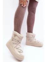 Dámské boty do sněhu na platformě se šněrováním v béžové barvě Dámské boty do sněhu na platformě se šněrováním v béžové barvě