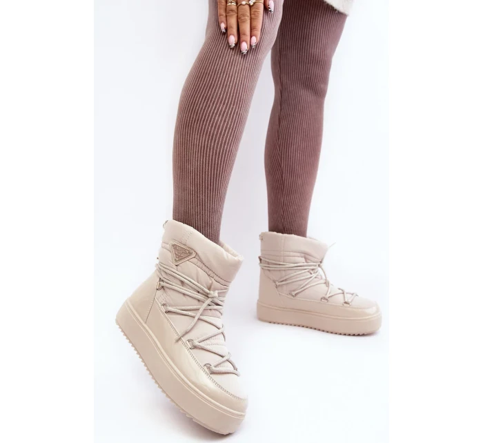 Dámské boty do sněhu na platformě se šněrováním v béžové barvě Dámské boty do sněhu na platformě se šněrováním v béžové barvě