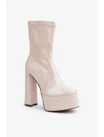 Lakované Kotníkové Boty Na Platformě A Vysokém Podpatku Béžové Lotisha Lakované Kotníkové Boty Na Platformě A Vysokém Podpatku Béžové Lotisha