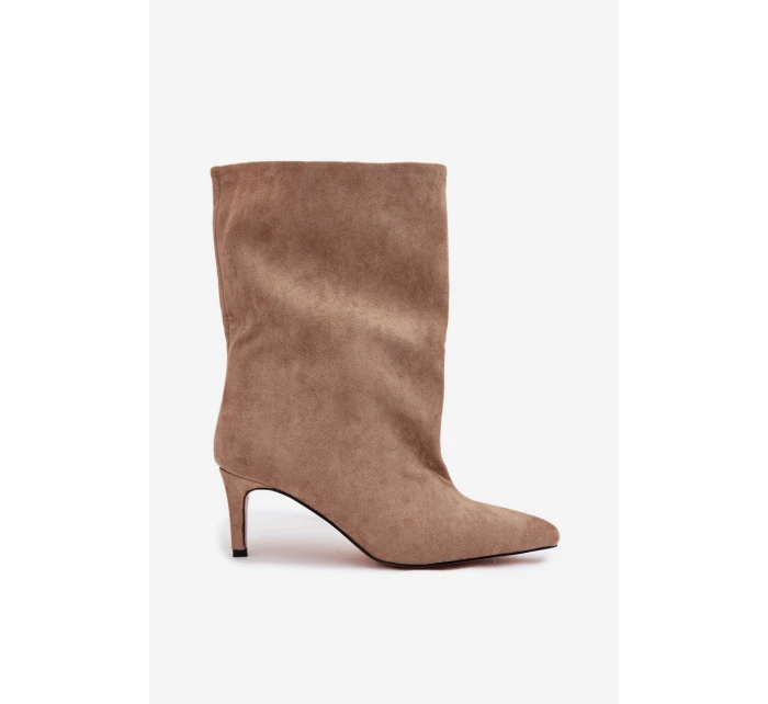 Dámské kotníkové boty na jehlovém podpatku Solvienne – béžové