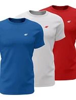 Pánské trička M4482 3-pack, modré, bílé, červené - 4F