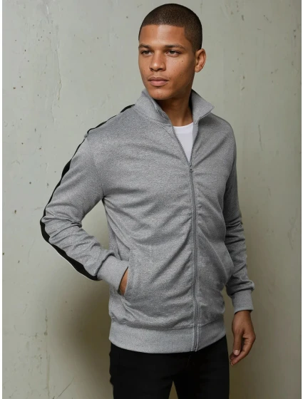 Pánská světle šedá mikina na zip FashionStreet BX5566