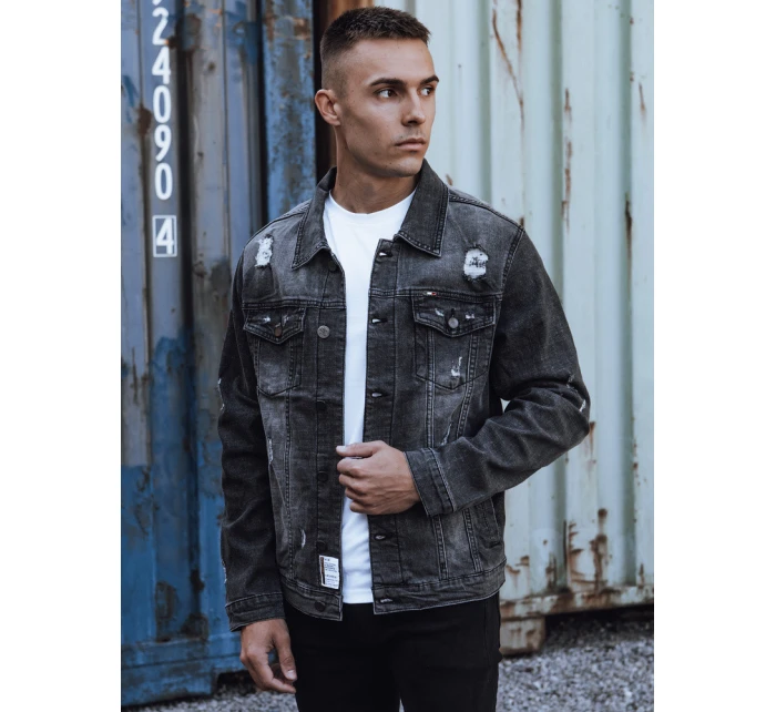 Pánská šedá džínová bunda model 21980259 - Dstreet