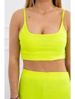 Souprava s kalhotami s vysokým pasem žluté neonové barvy