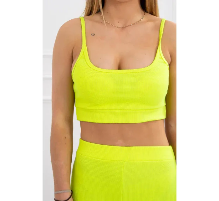 Souprava s kalhotami s vysokým pasem žluté neonové barvy