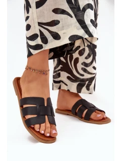 Dámské Pantofle Na Plochém Podpatku Černé Mirona