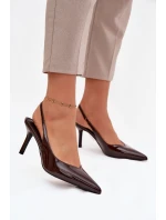 Lakované lodičky na jehlovém podpatku Čokoládové model 21757876 - Boto