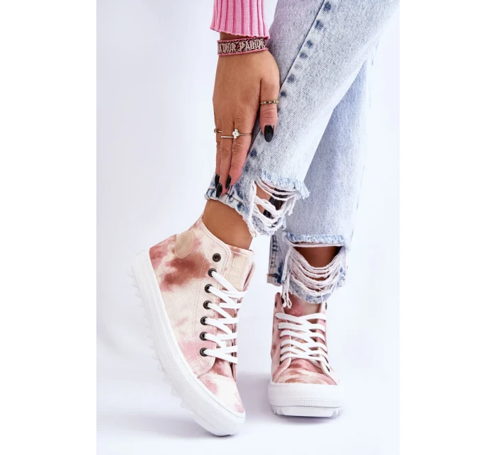 Dámské vysoké tenisky Big Star - béžová/růžová Dámské vysoké tenisky Big Star - béžová/růžová