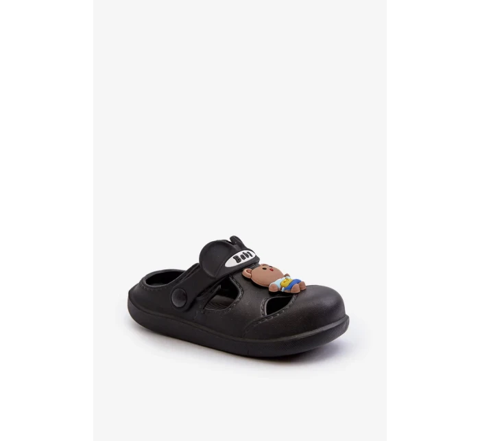 Dětské pěnové pantofle se zdobením, černá opleia