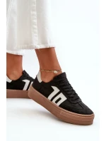 Dámské kožené tenisky Zazoo na platformě černé