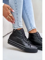 Zateplené Dámské Tenisky Na Platformě Černé Zateplené Dámské Tenisky Na Platformě Černé