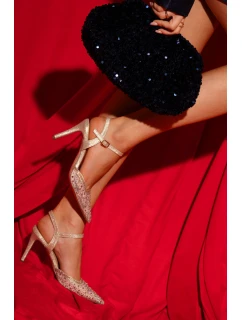 Dámské lodičky s odkrytou patou a ozdobami – zlaté Nanadra